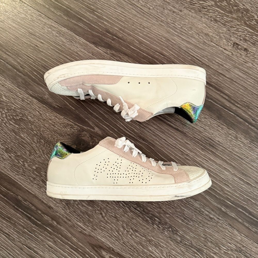 P448 John Pink Python-Printed Leather Low-Top Ita… - image 2